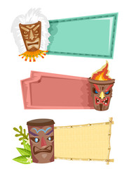 Wall Mural - Tiki Statues Banners