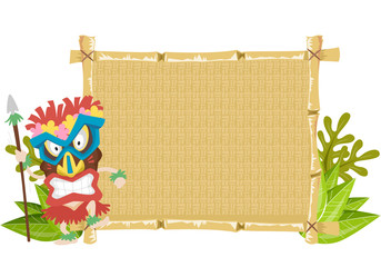 Canvas Print - Man Tiki Mask Bamboo Banner