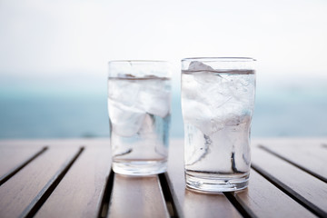 Glass of iced water at restaurant