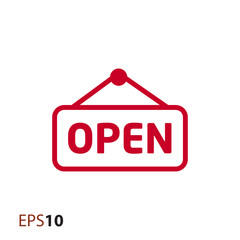 Poster - Open door label icon for web and mobile