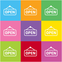 Poster - Open door label icon for web and mobile