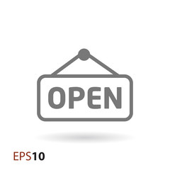 Poster - Open door label icon for web and mobile