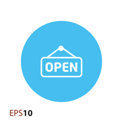 Poster - Open door label icon for web and mobile