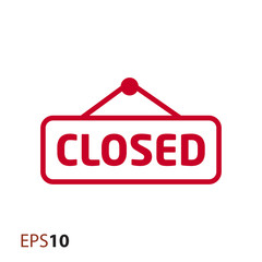 Poster - Closed door label icon for web and mobile