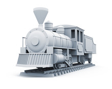3D Model Of Old Steam Locomotive Isolated On White Background