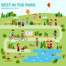 Rest In The Park Infographic Elements Flat Vector Design