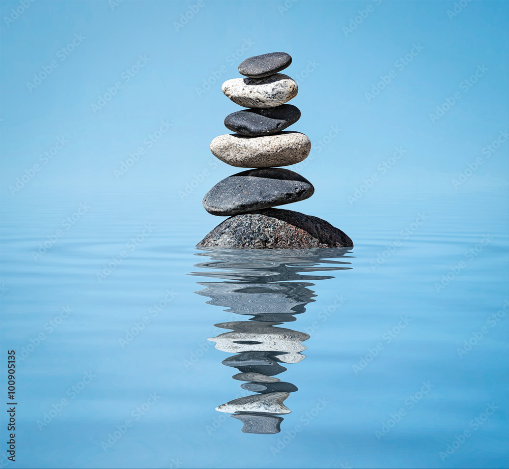 Zen balanced stones stack - obrazy, fototapety, plakaty 
