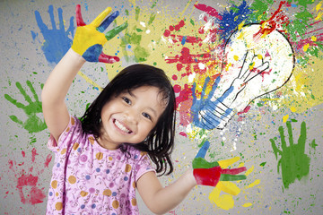 Creative girl with painted hands