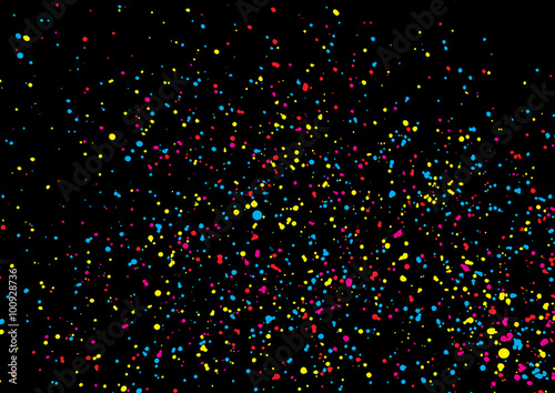 Colorful confetti isolated on black background. Abstract black