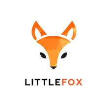 Vector Trendy Minimalistic Red Fox Head Logo In Polygonal Style