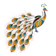 Patterned colored peacock. African / indian / totem / tattoo design. It may be used for design of a t-shirt, bag, postcard and poster.