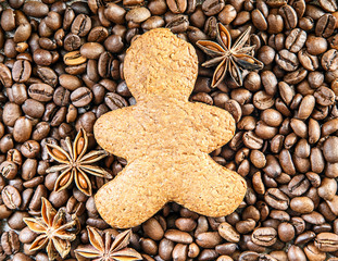 Wall Mural - roasted coffee beans biscuit man