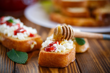 Sticker -  fried in batter toast with cream cheese and jam