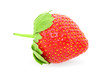 Beautiful ripe strawberry with leaves and stalk Isolated on whit