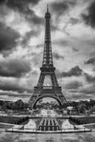 Fototapeta Na drzwi - Eiffel Tower (Tour Eiffel) in Paris, France. Black and white photo...