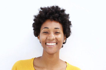 Wall Mural - Closeup of a smiling young black woman
