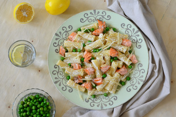 Salmon and Peas Pasta