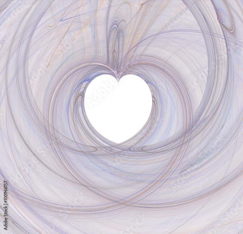 Naklejka dekoracyjna Abstract heart fractal purple tones on white