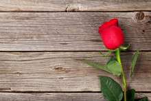 Red Rose Over Wood
