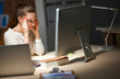 © shefkate - Young and beautiful businesswoman tired from work in the office