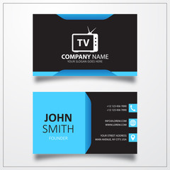 Poster - TV television sign icon. Business card vector template.