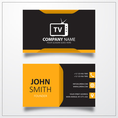 Poster - TV television sign icon. Business card vector template.
