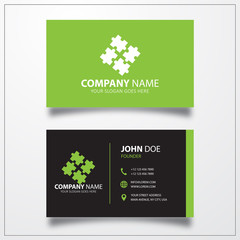 Wall Mural - Puzzle, group sign icon. Business card vector template.