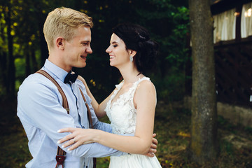 Wall Mural - Beautiful wedding couple posing