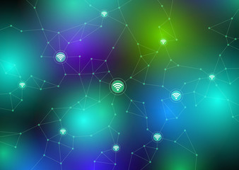 Aufkleber - IoT(Internet of things), sensor network, abstract image vector illustration