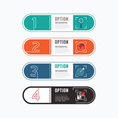 Modern infographics design options mono line banner. Vector illu