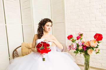 Bride  surrounded by flowers