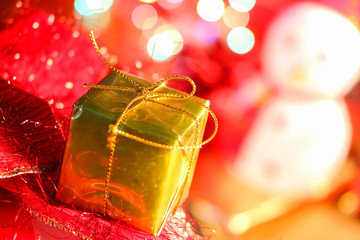 Wall Mural - Abstract christmas red background defocused of light.
