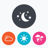 Fototapeta Dinusie - Cloud and sun icon. Storm symbol. Moon and stars