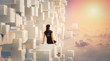 © Archmotion.net - 3D Businesswoman looking and dreaming  about the future inside an amazing scene with clouds