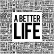 A Better Life word cloud background, health concept