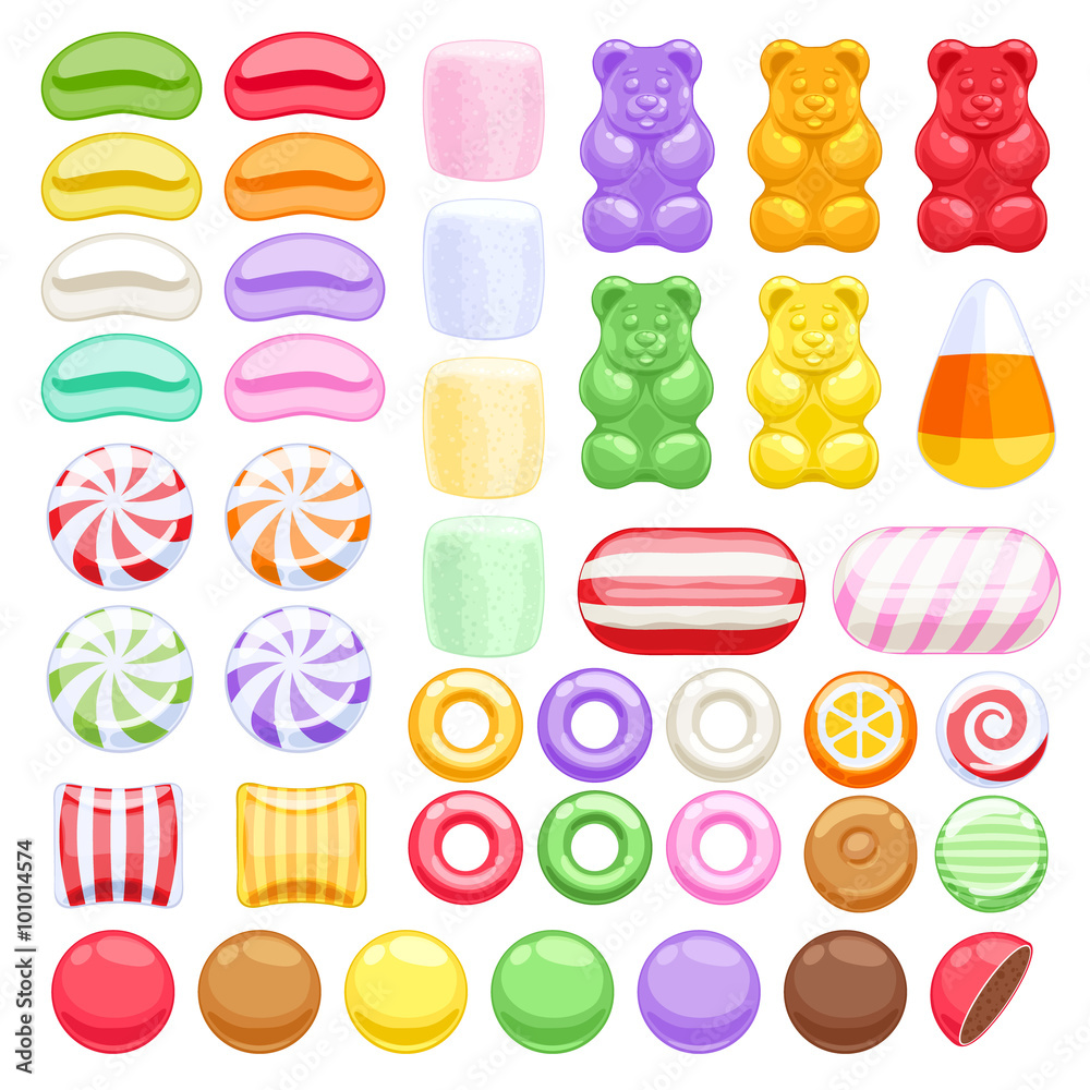 Set of different sweets. Assorted candies. Stock Vector | Adobe Stock