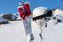Gloves, Poles And Headgear For Skiing Theme