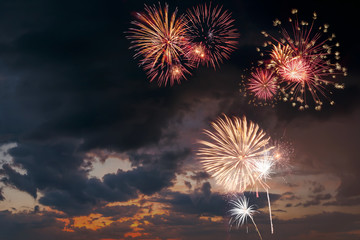 Wall Mural - Beautiful holiday fireworks on the majestic sky, for design