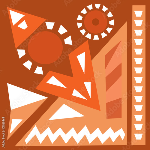 Hand Draw Acrylic Painting Composition Bright Background Ethnic