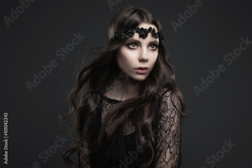 Fotografie, Obraz Studio portrait of a beautiful girl in Gothic style