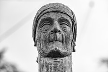 Wood Pirate Face Carved Statue