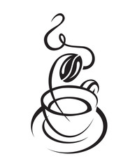 Wall Mural - illustration of coffee cup with steam