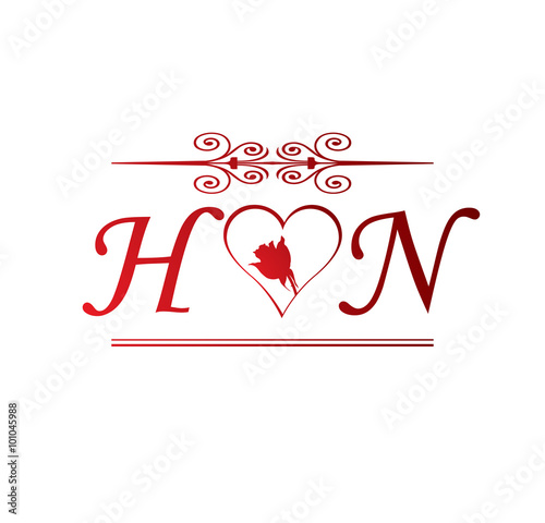 Hn Love Initial With Red Heart And Rose Buy This Stock Vector And Explore Similar Vectors At Adobe Stock Adobe Stock