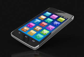 Poster - Touchscreen smartphone. Image with clipping path.