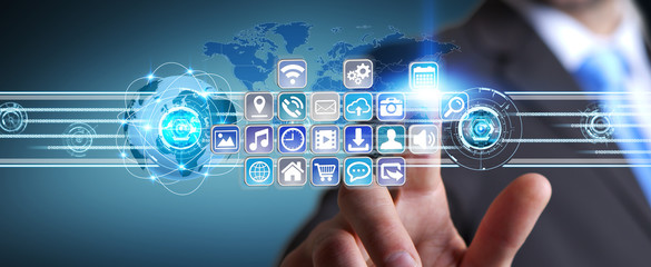 Poster - Businessman using modern digital applications