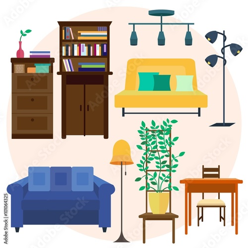 Set Of Home Furniture For Interior Vector Illustration Of Home
