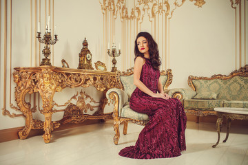 Beautiful woman in a luxurious vintage style