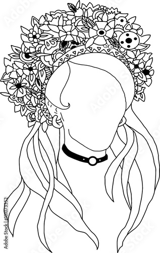 Konturnaya Illyustraciya Nabrosok Zhenskij Portret Devushka V Venke Kreativnyj Art Buy This Stock Vector And Explore Similar Vectors At Adobe Stock Adobe Stock