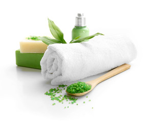 Poster - Relaxing spa set on white background, close up