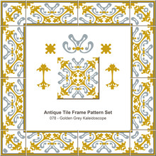 Antique Tile Frame Pattern Set_078 Golden Grey Kaleidoscope
